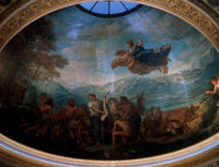 La Culture fresco poster print by Eugene Delacroix showcasing the Bibliotheque Du Palais Bourbon in Paris.