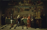 Galileo before the Inquisition Poster Print by Robert Fleury, historical artwork