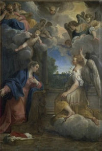 The Annunciation Poster Print by Agostino Carracci, high-quality art print.