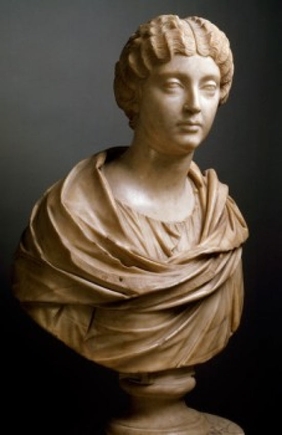 Bust of Fautina Poster Print showcasing classical sculpture detail.
