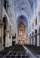 Notre Dame Interior Poster Print showcasing the beautiful architecture of Notre Dame de Paris.