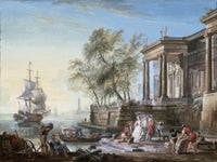 Marine Au Soleil Couchant poster print by Jean-Baptiste Lallemand featuring a sunset over the sea.