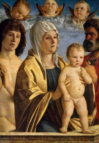 The Virgin and Child between Saint Peter and Saint Sebastian Poster Print by Giovanni Bellini