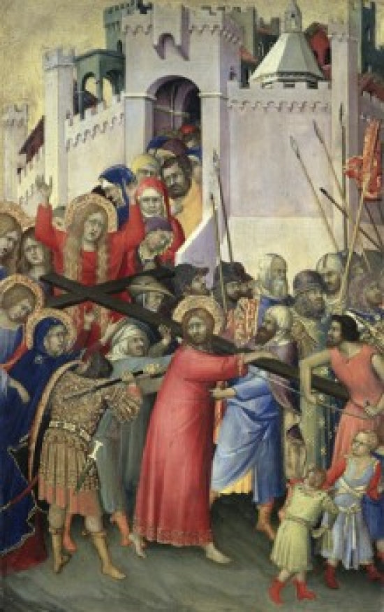The Carrying of the Cross fine art print by Simone Martini showcasing a historic religious scene.