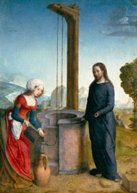 Christ and the Samaritan Woman Fine Art Print by Juan de Flandes
