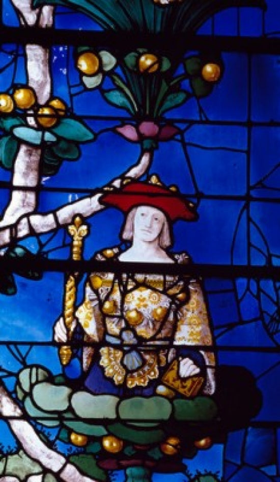 Stained glass print of The Jesse Tree from the Church of St. Etienne, Beauvais, France.