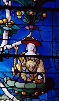 Stained glass print of The Jesse Tree from the Church of St. Etienne, Beauvais, France.