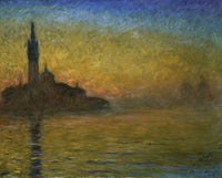 Twilight in Venice poster print by Claude Monet showcasing serene Venetian canals at dusk.