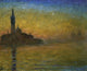 Twilight in Venice poster print by Claude Monet showcasing serene Venetian canals at dusk.