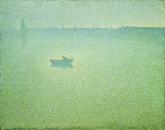 The Seine at Dawn Poster Print by Charles Angrand showcasing tranquil river scenery.