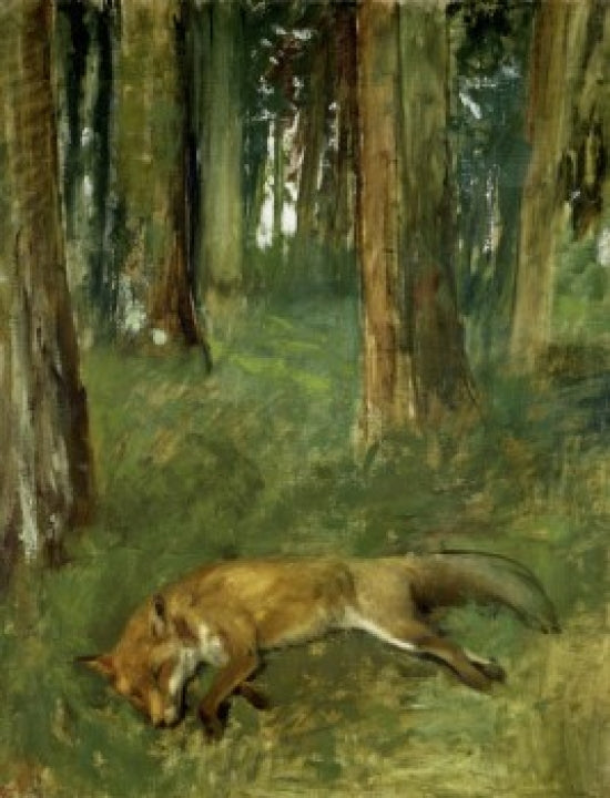 Dead Fox Under the Trees Poster Print by Edgar Degas, 1865 artwork.