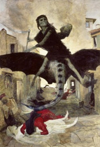 The Plague Fine Art Print by Arnold Bocklin, 1898 tempera painting.