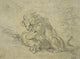 Lion Consuming a Sheep Drawing by Eugene Delacroix