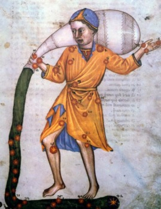 Aquarius Zodiac Poster Print depicting the Water-Bearer from Atlas Celeste De Strabov.