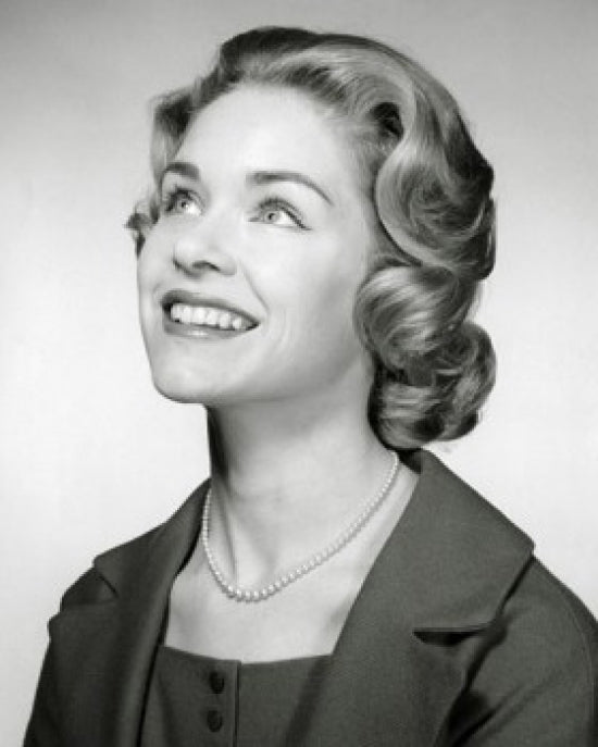 Young Woman Looking Up Poster Print, inspiring art for home decor.