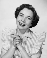 Portrait of a young woman with hands clasped poster print.