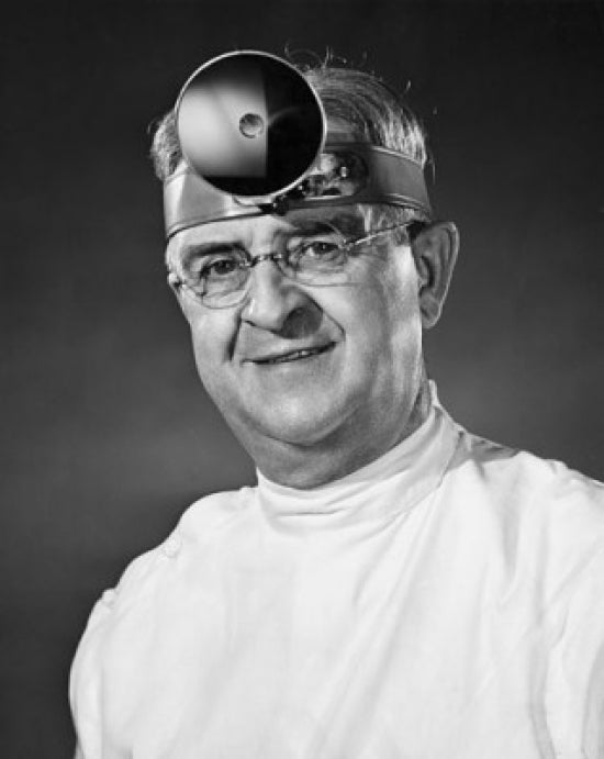 Portrait of Male Doctor Wearing Headband Poster Print
