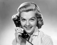 Portrait of a young woman talking on the telephone poster print