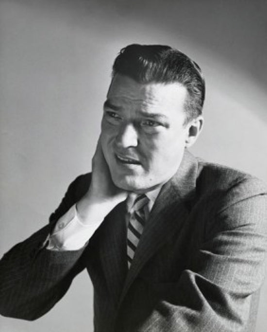 Close-up poster print of a businessman suffering from neck pain.