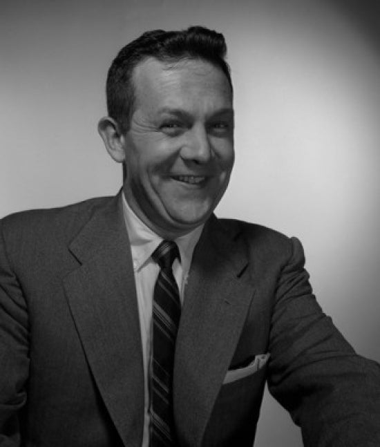 Smiling businessman studio portrait poster print