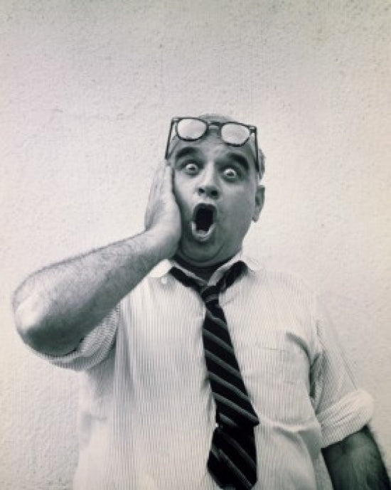 Portrait of a surprised senior man poster print