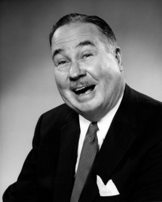 Studio portrait of a businessman laughing, vibrant and motivational poster print
