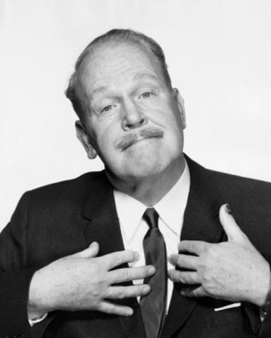 Portrait of a businessman gesturing poster print, available in multiple sizes.