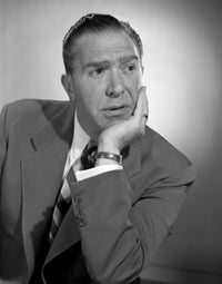 Pensive Businessman with Hand on Chin Poster Print