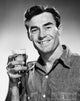 Portrait of a mid adult man holding a drink poster print