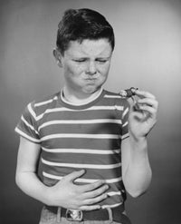 Boy Holding Cigar Poster Print showcasing childhood charm.