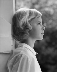 Side Profile of a Girl Thinking Poster Print showcasing introspection and elegance