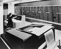 IBM Naval Ordnance Research Calculator Poster Print - 1954, technician working on computer at Columbia University.