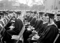 Graduation Ceremony Poster Print featuring college students celebrating