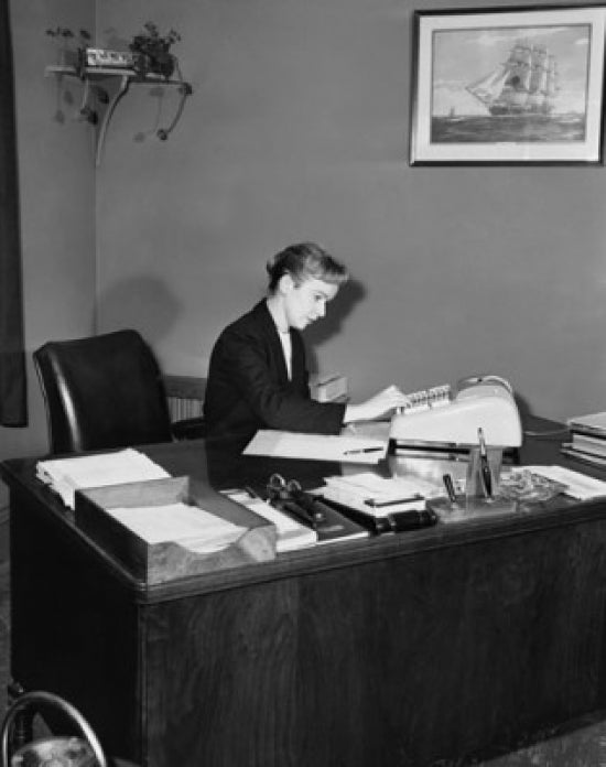 Executive Accountant Using Adding Machine Poster Print