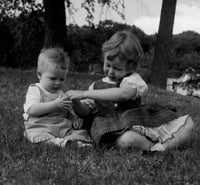 Sister Playing with Younger Brother Poster Print