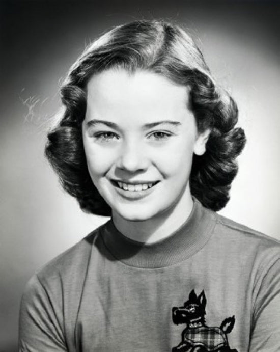 Portrait of a teenage girl smiling poster print