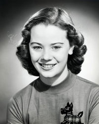 Portrait of a teenage girl smiling poster print