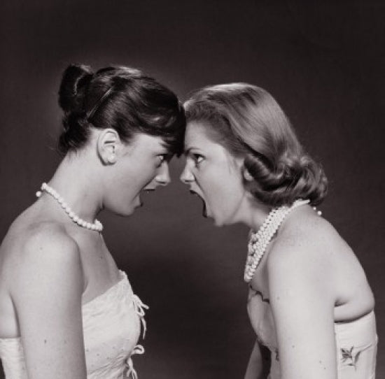 Two Teenage Girls Fighting Poster Print showcasing dynamic youth emotion.