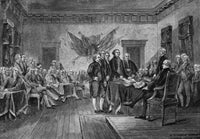 Declaration of Independence etching poster print showcasing American history.