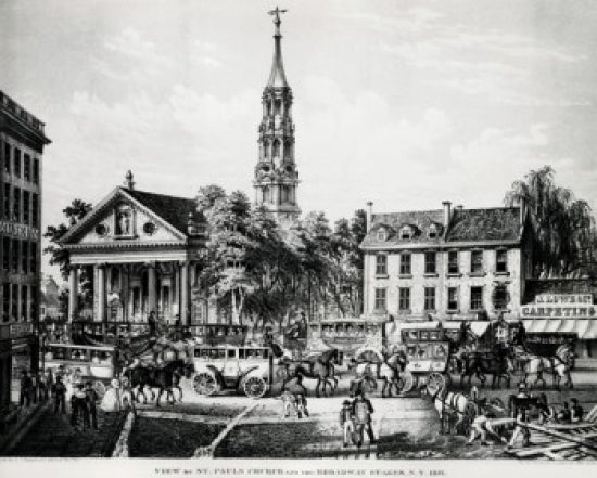 St. Paul's Church and Broadway Stages 1831 American History Poster Print