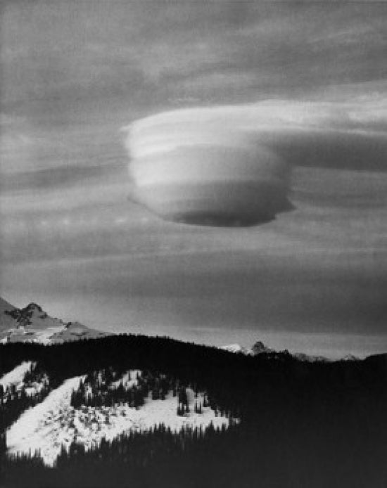 Altocumulus clouds over Mount Rainier in Mount Rainier National Park, Washington landscape poster print.