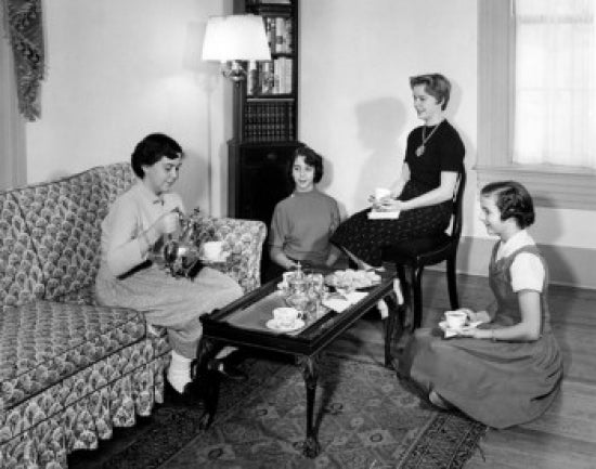Afternoon Tea in Living Room Poster Print showcasing cozy decor.