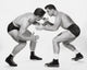 Dynamic Wrestling Scene Poster Print featuring two young men in action.