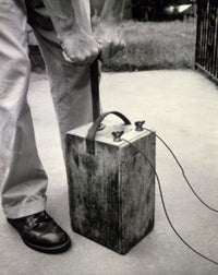 Low Section View of a Man Detonating Explosives Poster Print