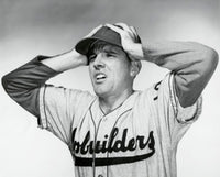 Close-up poster print of a baseball player with hands on head