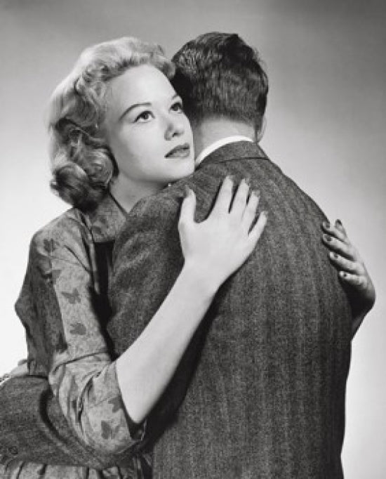 Young couple embracing each other poster print, romantic wall art.