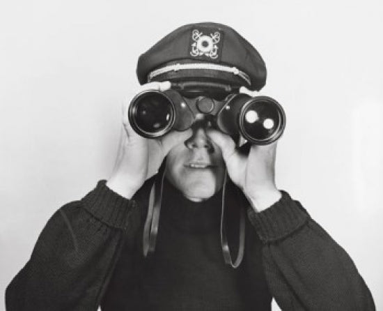 Sailor Looking Through Binoculars Poster Print showcasing nautical themes