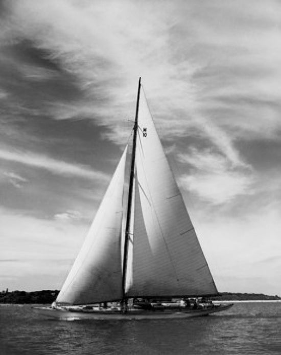 Sailboat in the Sea Poster Print featuring a tranquil ocean scene.