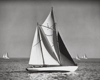 Sailboats in the Sea Poster Print showcasing vibrant nautical art.