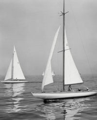 Sailboats in the Sea Poster Print showcasing serene ocean view